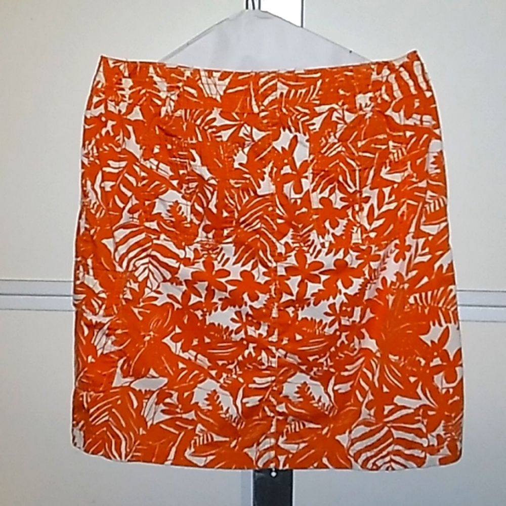 Liz Claiborne 14P orange & white skirt - Picture 3 of 5